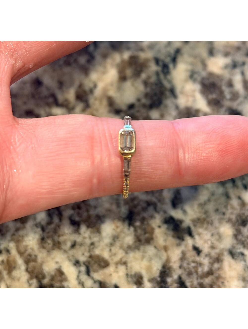 JENNIE KWON DESIGNS JS DIAMOND BAGUETTE EMERALD CUT ENGAGEMENT RING SIZE 5 - Picture 3 of 10